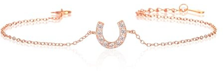 Diamond Treats Bracciale in argento 925 da donna in ferro di cavallo, bracciali in ferro di cavallo per donna e ragazza, bracciale da donna argento, oro giallo o oro rosa, 6.5 inches, Argento sterling