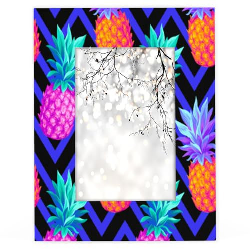 Ananas-Bilderrahmen, bunt, 10,2 x 15,2 cm, passend für 13,9 x 8,8 cm große Fotos, Obst, Ananas, Bilderrahmen für Heimdekoration, personalisierbarer Rahmen, Geschenke