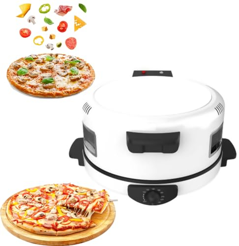 Horno De Pizza Interior Horno De Pizza Eléctrico Antiadherente De 40 Cm De Diámetro con Control De Temperatura Ajustable, Horno De Pizza De Mesa con Calefacción De Doble Cara para Pizzas/Nachos White
