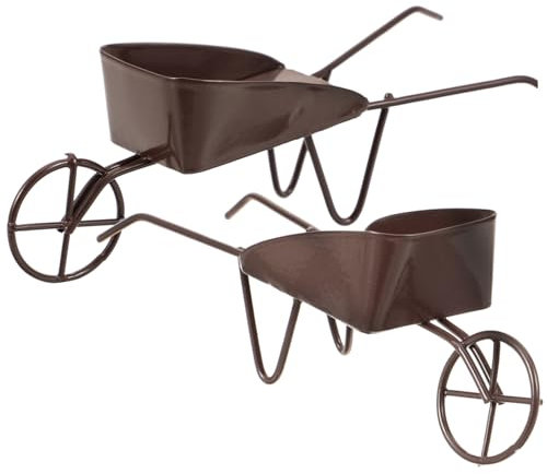 DOITOOL Metall Miniatur Schubkarre Vintage Eisen Set für Jungen und Mädchen Miniatur für Puppenhaus Spielen