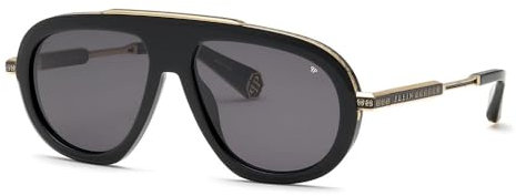 Philipp Plein Herren Plein Legacy Sonnenbrille, schwarz (Shiny Black), 57/16/145