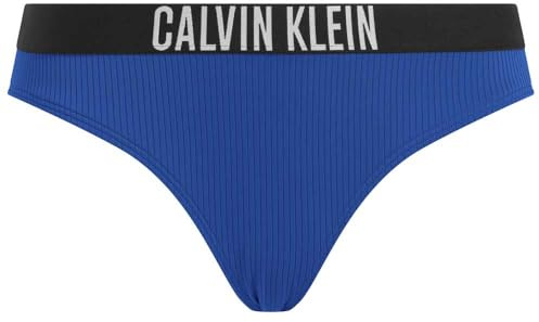 Calvin Klein Women’s Bikini Bottoms with Logo Waistband, Blue (Patch of Blue), M