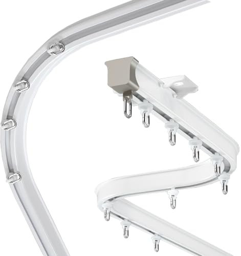 Aluminium-Deckenvorhangschienen-Set für Wohnzimmer, Wohnmobil, Garage, Trennwand, Pavillon, Sichtschutzvorhänge, biegbares Mehrzweck-System (390 cm)