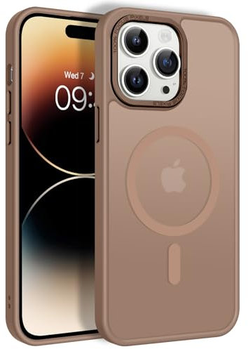 GaoBao Cover per iPhone 14 Pro 6,1 [Compatibile con Magsafe] Custodia Opaco Magnetica Sottile e Traslucida, Protezione Antiurto e Antigoccia, Protettiva Anti-Impronta (Titanio Sabbia/Marrone)