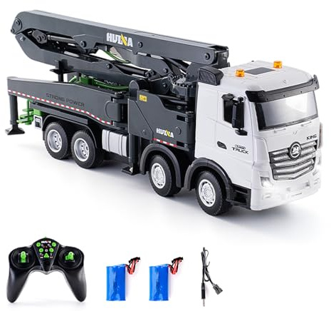 Kodbiby Véhicule de Chantier, Camion Pompe à Béton Télécommandé 2.4G, Modèle de Construction avec Pompe à Eau Fonctionnante, Lumières et Sons, Matériel Haute Résistance