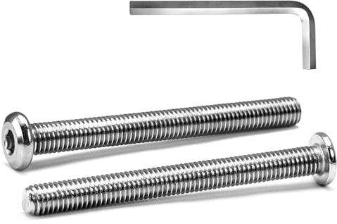 MINHER M8 x 80mm 10Pcs Tête Plate Vis D’assemblage à Six Pans Creux, Acier Inoxydable A2 V2A, Boulons de Meubles, Filetage Complet (Avec Clé Hexagonale)