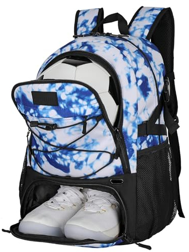 Goloni Fußball-Rucksack, Basketball-Rucksack mit Ballfach und Schuhfach, Rucksack für Basketball, Fußball, American Football, Volleyball, Schwimmen, Fitnessstudio, Reisen