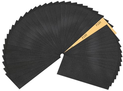 Sruhrak 30 Feuilles Papier de Verre Imperméable 9 x 3,6 pouces Papier Abrasif Grain 180 pour Ponçage du Bois, Métal, Plastiques et l’Automobile