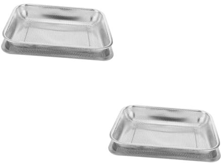 SOIMISS 2 Set Cestini Cestello Per Friggitrice Ad Aria Per Forno Cestello Per Frittura Per Pentola Pentole Wok Cestello Pieghevole Per Friggere Fodere Ciotola Acciaio Inossidabile Silver