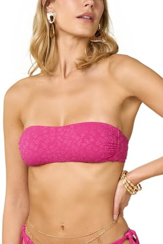 Goldenpoint Donna Costume da Bagno Lily - Parte Alta del Bikini - Fascia Leggermente Imbottita con Spalline Removibili e con Lavorazione Matelassé Taglia 2B Colore Fucsia