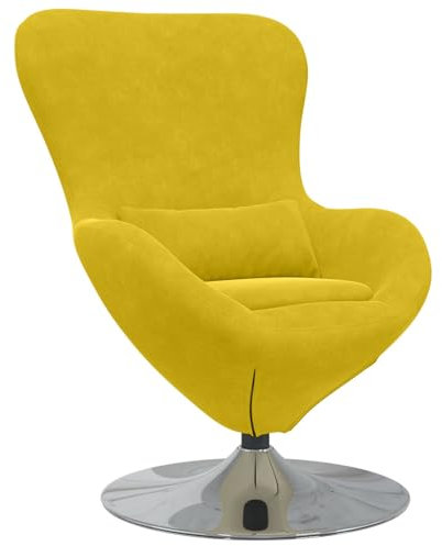vidaXL Fauteuil œuf Jaune 63 x 73 x 90 cm Velours, Fauteuil Moderne, Siège Élégant, Velours, Confortable, Pivotant pour Détente à la Maison