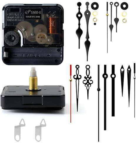 2X Uhrwerk Für Wanduhr Lautlos, Quarz Uhrwerk Mit Zeiger, 22MM Schaftlänge, Uhrwerke Zum Selbsteinbau Mit Zeiger, Uhrenwerk Ersatzteile, Schwarz