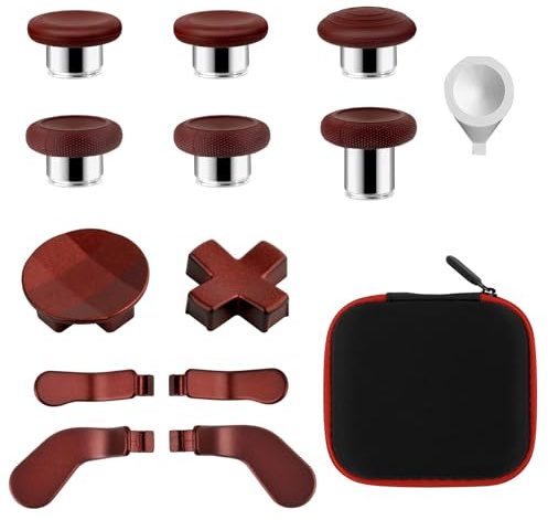 Zubehör für Xbox One Elite Series 2 Controller (Modell 1797), Metall-Thumbsticks, Paddel, Joysticks, Ersatzteil-Kits, kompatibel mit Xbox Elite Wireless Controller Serie 2 Core (Dunkelrot)