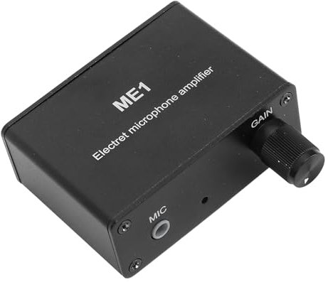 BONKZEBU Gain Réglable AMP Microphone Electret 0-20 DB, Mic Mic de Condenseur Préamplificateur Sound ME1 Entrée de 3,5 Mm, Périphérique de Préamplificateur Sonore Professionnel
