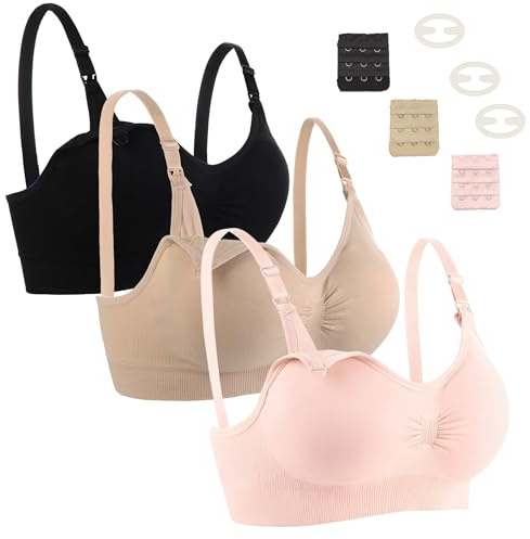 Seitop Lot de 3 soutiens-gorge d'allaitement pour femme, soutien-gorge d'allaitement sans couture