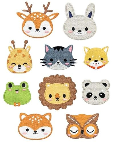 ZXTGBQ 10PCS Animal Pegatinas Ropa Termoadhesivos, Parches Ropa NiñOs, Bordado Rodilleras Pantalones, Parches Costura NiñOs, Pararopa Camiseta Jeans Mochilas Pantalon O Diy Coser, Diy Lindoparches