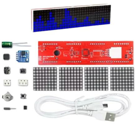 Pyasuye Multifunktionale Punktmatrix Uhr Elektronische Bausätze Mit Auf Musik Reagierenden Lichteffekten Rhythmus Synchronisierung Von LED Licht