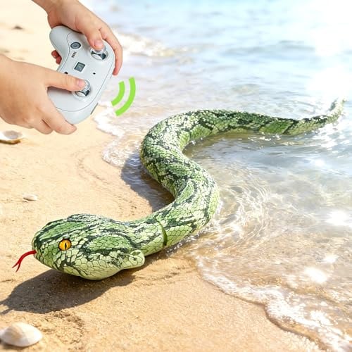 HILKKET Ferngesteuerte Schlange, 64cm RC Ferngesteuert Pythonschlange, Schlange Spielzeug Elektrisch Land und im Wasser mit 5 km/h, Remote Snake Wasserdicht Poolspielzeug, Wasserspielzeug für Kinder
