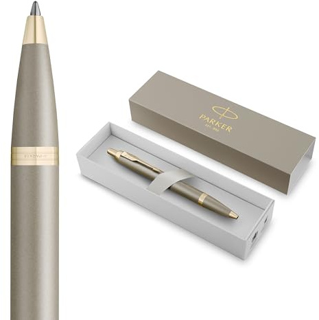 Parker IM Kugelschreiber | Finishing Touch Kollektion | sandsteinfarbenes Finish | Mittlere Spitze | Blaue Tinte | Geschenkbox