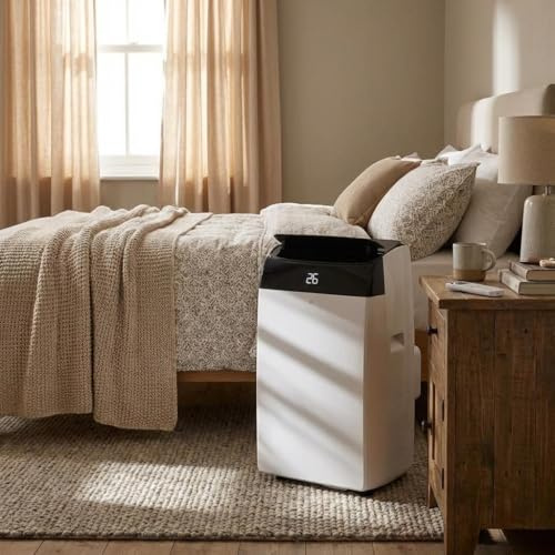 GarveeMore 12000 BTU Portable Air Conditioner with Heat Pump, 4-in-1 All Season Mobile AC, Cools & Heats 51m², A+ Energy Heating, 24H Timer, Freestanding Unit, Window Kit & Remote