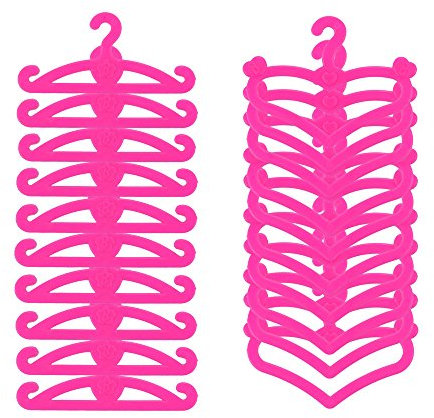 Miunana 20x Perchas de Plástico Rosado Ecorado con la Letra B y Corazón Accesorios con Ropa para 11.5 Pulgada 28-30 CM Muñeca