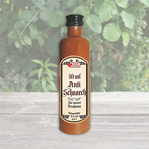 Mini Glas Tonflasche Anti-Schnarch Kräuterlikör 0,04l | 33% vol. | Humorapotheke | Lustiges Geschenk | Spaßmedizin Scherzartikel für Erwachsene | Feines Kräuteraroma