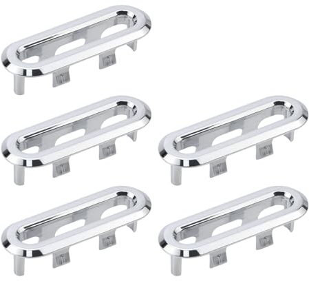 Tulead 5 Stück Überlaufabdeckung für die Küche, ovale Spülbecken-Lochabdeckung, Kunststoff-Verkleidung, Überlaufabdeckung für Waschbecken, Badezimmer, 5,6 x 2 cm