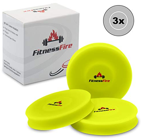 3er Set Mini Frisbee - Die kleine Frisbee fliegt über 60 Meter weit - Die Neue Trendsportart - Alternative zur gewöhnlichen Frisbeescheibe – Schwimmt im Wasser (Neongelb)