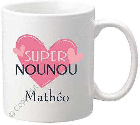 Gravure Events - Mug personnalisé Super Nounou – Cadeau pour la fête des Nounous, Noël, Anniversaire, fin de contrat, fin d'année scolaire - souvenir pour la nourrice de votre enfant - mod67