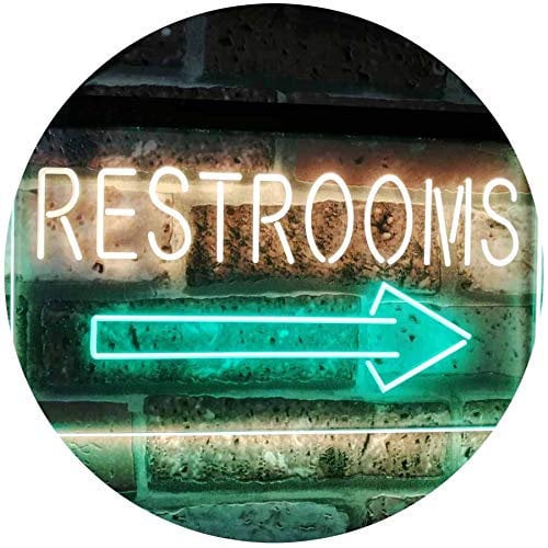 Restroom Arrow Point to Right Toilet Dual Color LED Barlicht Neonlicht Lichtwerbung Neon Sign Grün & Gelb 600 x 400mm st6s64-m2049-gy