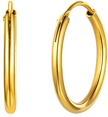 ChicSilver 20mm Minimalist Hoop Earrings Gold Plated Round Circle Earring For Women Fashion Jewelry