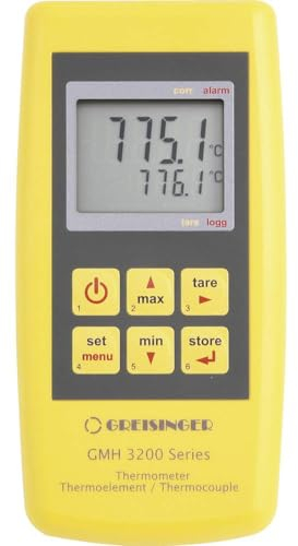 GHM Greisinger GMH 3251 Präzisions-Sekunden-Thermometer, 2 Kanal, Logger, Gelb