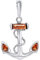 ANDANTE Premium Collection - Echter OSTSEE Bernstein Kettenanhänger in 925 Sterling Silber ** Marine Anker ** Zertifiziert - Gold des MEERES - Farbe COGNAC