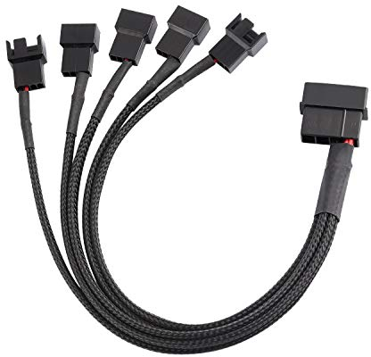 4-Pin Molex to 5 x 3 Pin / 4 Pin PMW 12V PC Case Fan Power Adapter Cable, 3-Pin or 4-Pin (PWM Connector) to Molex Computer Cooler Cooling Fan Splitter Y Power Cable