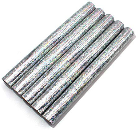 5er Set Glitzerfolie Klebefolie 100x33cm pro Rolle Hologramm Glitzer Folie Bastelfolie Dekofolie Glitter Vinyl DIY (Lines)