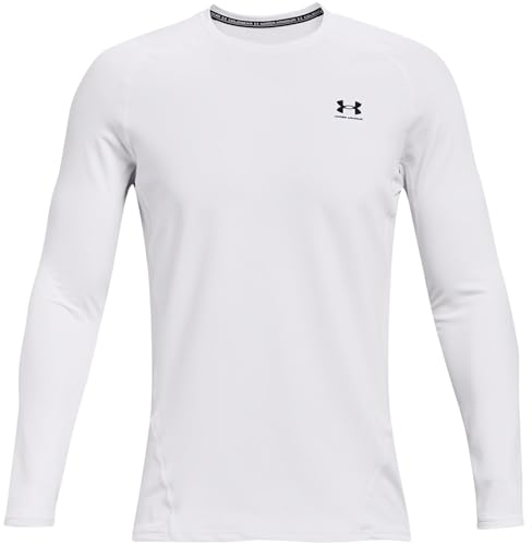 Under Armour Men UA CG Armour Fitted Crew, Warm Functional Shirt for Men, Lightweight Tight-Fit Long-Sleeve Sports Top, Thermal Long-Sleeve Shirt White