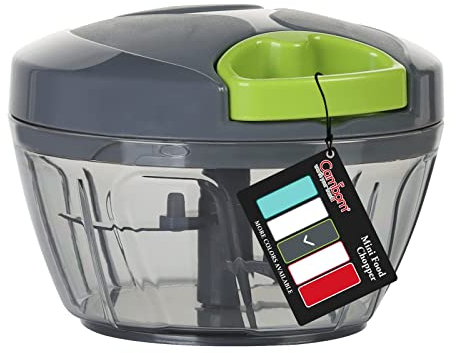 Cambom - Tritatutto manuale per verdure, frutta, noci, senza BPA, per alimenti, 2 tazze, colore: grigio