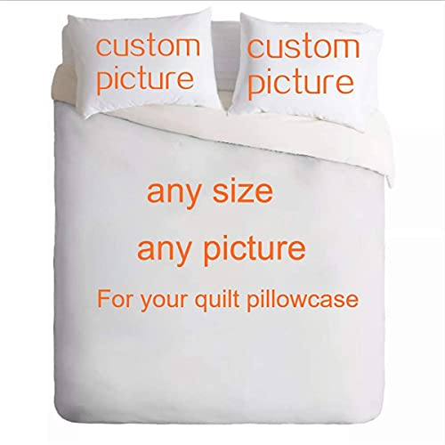 Personalisierte Foto Angepasste Duvet Cover Personalisiert Foto Mikrofaser Bettwäsche Superweiches Bettbezug Set, Enthalten Bettbezug und 2 Kissenbezug 50x75 cm (135 x 200 cm)