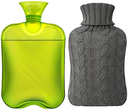 bolsa de agua caliente Termo transparente 1 8L con tapa de punto verde