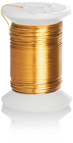 COM-FOUR® Filo in ottone per artigianato e modellazione 45 m - filo floreale per allestimenti - filo artigianale - filo per modellare e legare (1 pezzo - filo di legatura 45 m ottone)