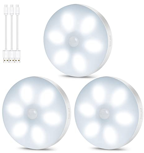 BENMA Nachtlicht mit Bewegungsmelder,Licht, LED Schrankbeleuchtung mit Haftend, Treppenlicht für Flur, Küche & Schrank (Weiß 3PCS)