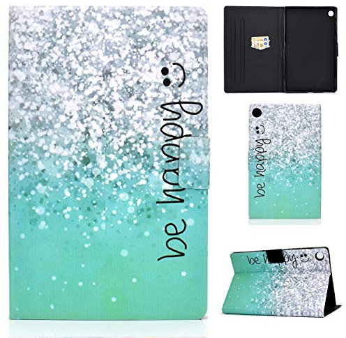 CXTcase Funda para Samsung Galaxy Tab A8 10.5 Pulgadas 2021 / SM-X200 / SM-X205, Tablet Cárcasa Cuero PU Magnetica para Samsung Galaxy Tab A8 2021, Carita Verde Plateada