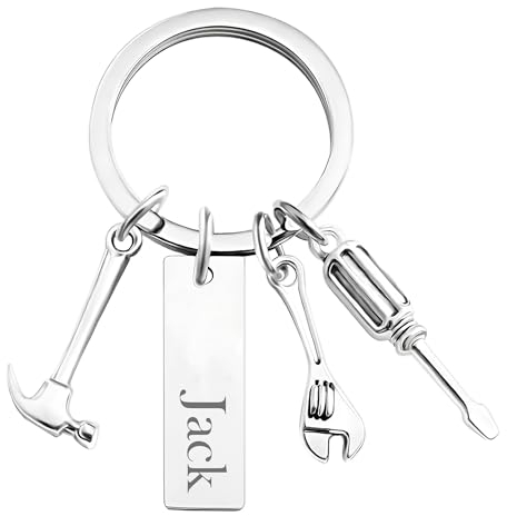 Print Maniacs Personalised Gifts For Dad Daddy Grandad Uncle Fathers Day Keyring Birthday Christmas Construction Builder Tools Hammer Own Name D1 (Other)