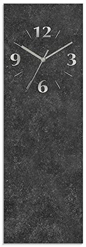 ARTLAND Wanddeko Wanduhr ohne Tickgeräusche aus Glas Quarzuhr 20x60 cm Rechteckig Lautlos 20x60 cm Granitoptik Gesteinoptik Anthrazit J4XM