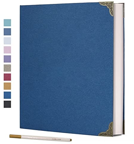 Vienrose Selbstklebendes Fotoalbum 3 Ringe, 60 Seiten, 23x27 cm, Blau | Hardcover Einband, Scrapbooking Album, DIY Kit, Freunde Familie Hochzeit Erinnerungen