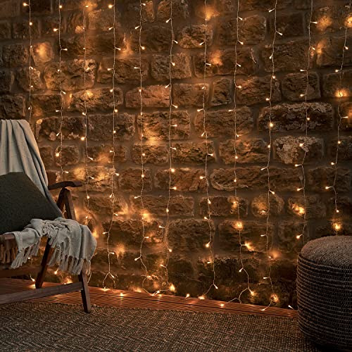 Lights4fun 2x2m Outdoor Garden Curtain Fairy String Lights 192 Multifunction LEDs Remote Controlled Mains Powered Waterproof IP44