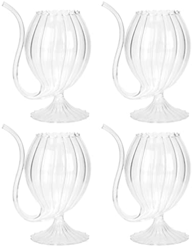 Cabilock 4 Stücke Cocktailgläser Vampir Weinglas mit Strohhalm Portwein Gläser Sektgläser Rotweingläser Saftgläser Wassergläser für Cocktails Wein Saft Getränke Bar Party Zubehör