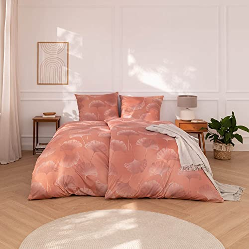 ESTELLA Mako Interlock Jersey Bettwäsche Isabella Koralle (1 x 80x80 + 1 x 155x220 cm)
