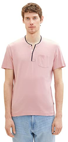 TOM TAILOR Herren 1036367 Serafino T-Shirt mit Brusttasche, 11055-Morning Pink, XL