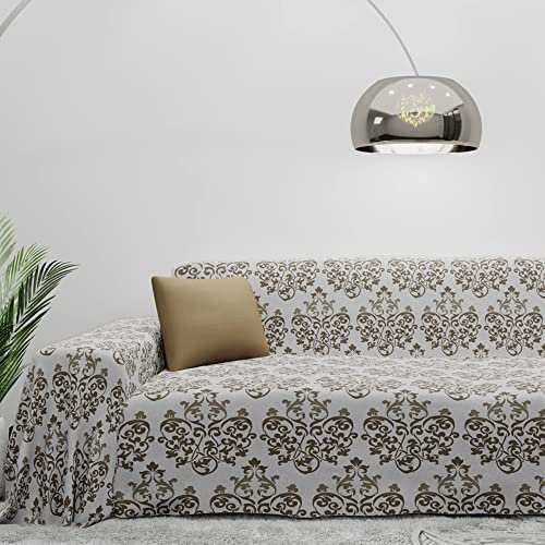 Byour3 - Sofabezug 100% Reine Baumwolle 2 3 4 Sitzer Sofa Cover Sofaüberwurf Auch Für Ecksofa L U Form Sofa-Couch Abdeckung Alles Couchbezug Abwaschbar Blumenmuster (Braun, 1 Sitzer)